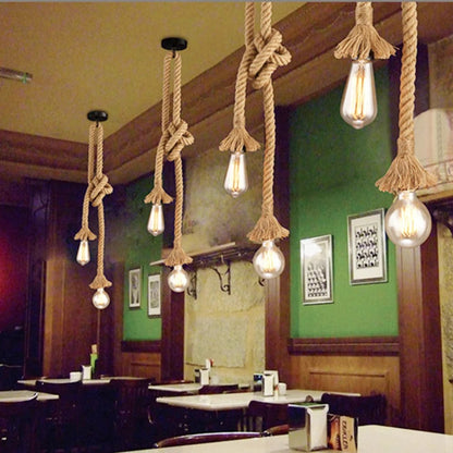 E27 Edison Bulb Hemp Rope Pendant Light Industrial Vintage Lamp