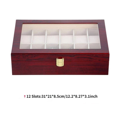 Luxury Wood Watch Storage Box 1-12 Grid Organizer Display Case