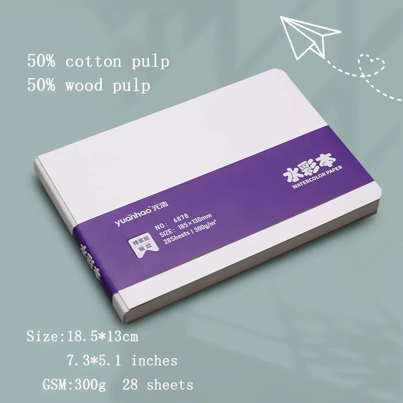 300GSM Watercolor Paper Book 50% Cotton Square Portable Sketch Pad