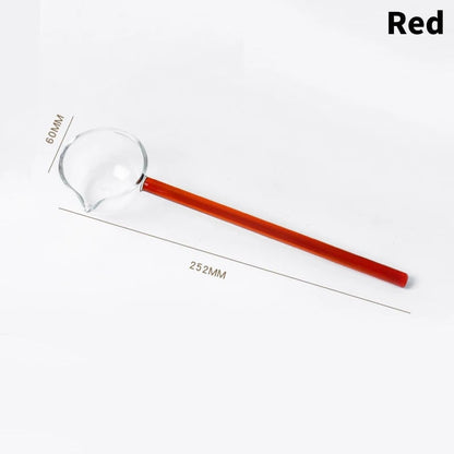Borosilicate Glass Spoon Long Handle Heat Resistant Spout Dessert