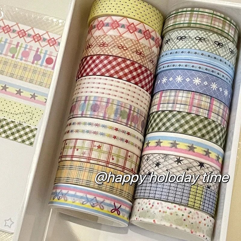 Basic Grid Star Washi Tape 5-Pack Decorative Craft Stationery Set