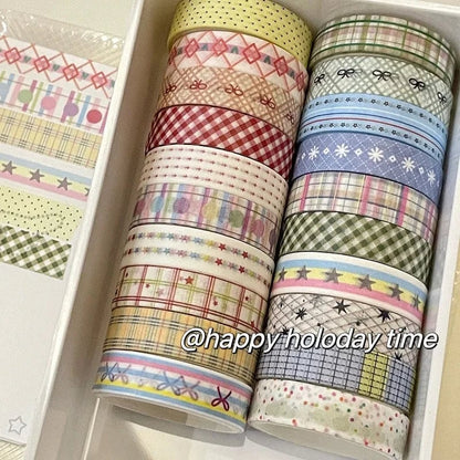 Basic Grid Star Washi Tape 5-Pack Decorative Craft Stationery Set