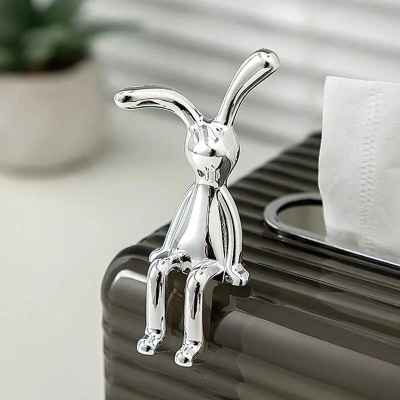 2PC Long Eared Rabbit Cartoon Statues Desktop Car Bedroom Decor