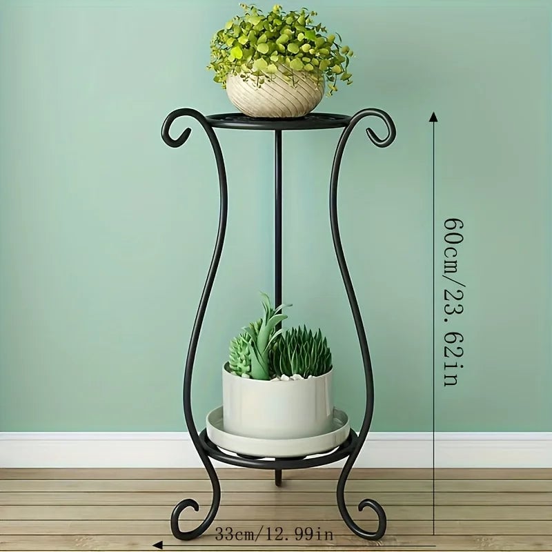 Double Layer Metal Flower Rack Plant Display Stand Indoor Outdoor