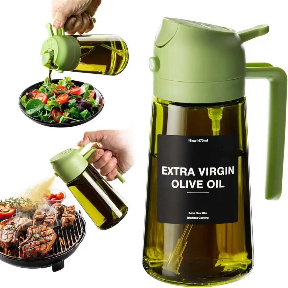 470ml Glass Oil Sprayer - 2-in-1 Olive Oil Dispenser & Spray Bottle
