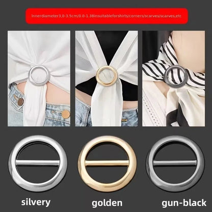 Metal Circle Scarf Ring Clips - 2PC Waist Buckle Fashion Set