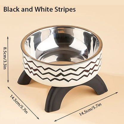 Raised Stainless Steel Pet Bowl - Elevated Dog Cat Feeder Stand