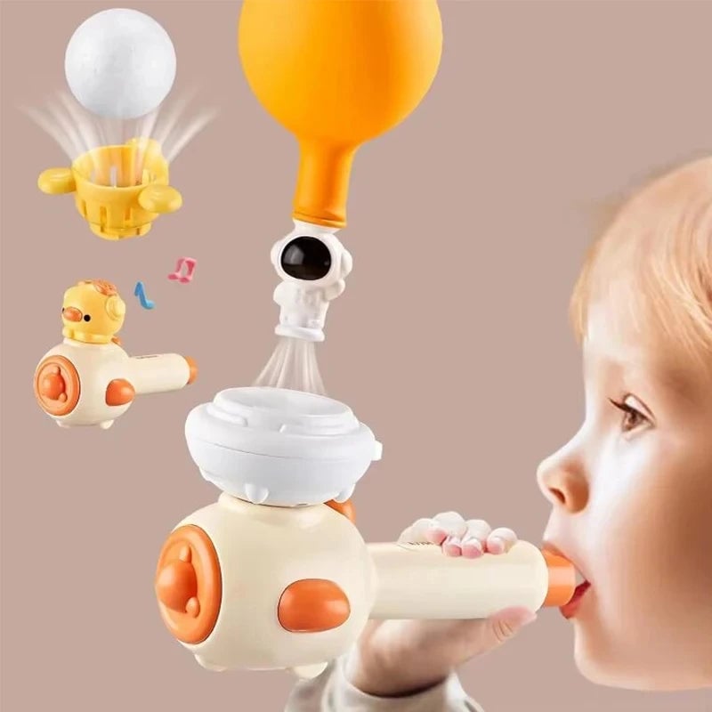 3-in-1 Montessori Blow Pipe Ball Toy - Whistle & Floating Ball Set