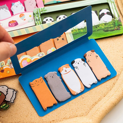Cartoon Animals Sticky Notes 150 Sheets - Capybara Panda Cat Memo Clips
