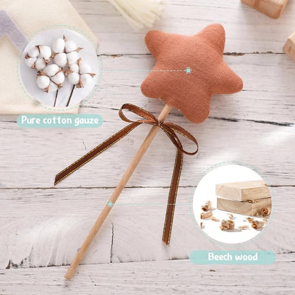 Beech Wood Star Rattle Teething Toy - Montessori Baby Nursing