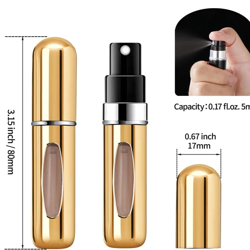 5ml Aluminum Perfume Atomizer - Refillable Travel Spray Bottle 1/4Pcs