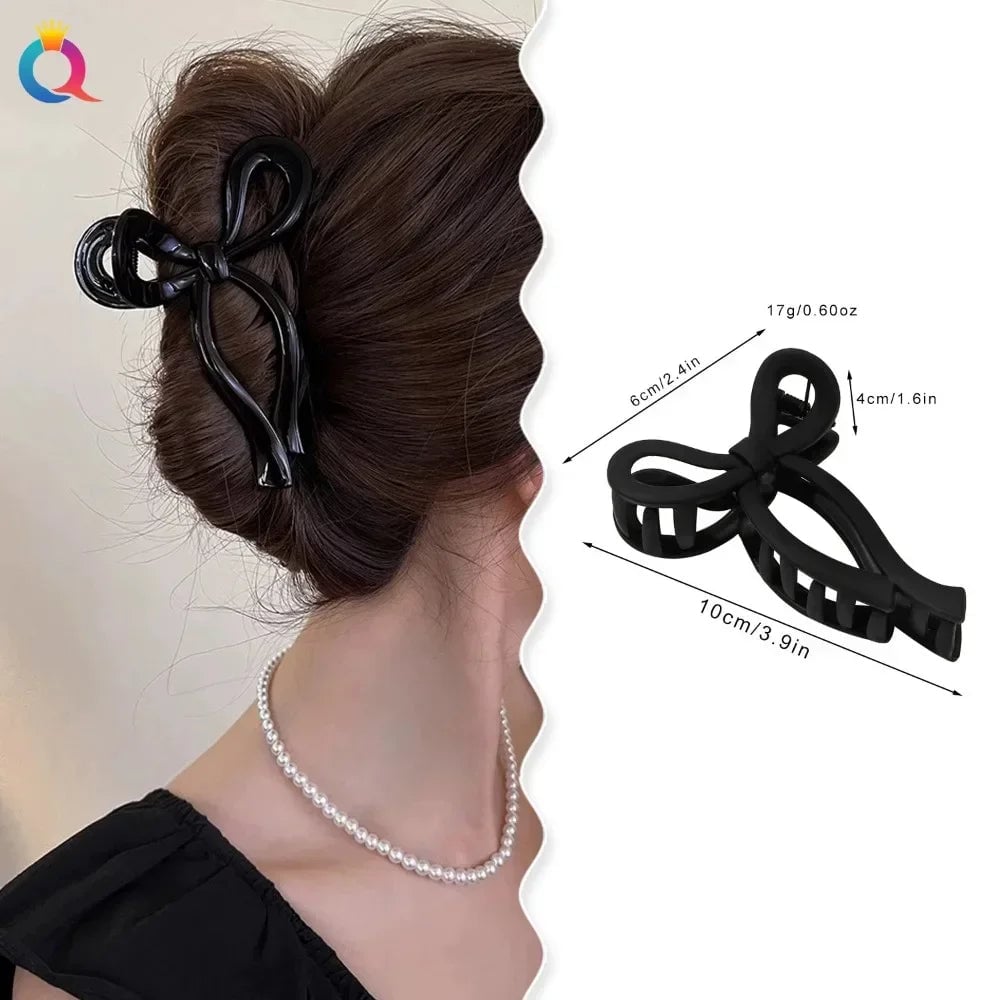 Matte Acrylic Bow Hair Claw Clip - Large Ponytail Crab Hair Clip