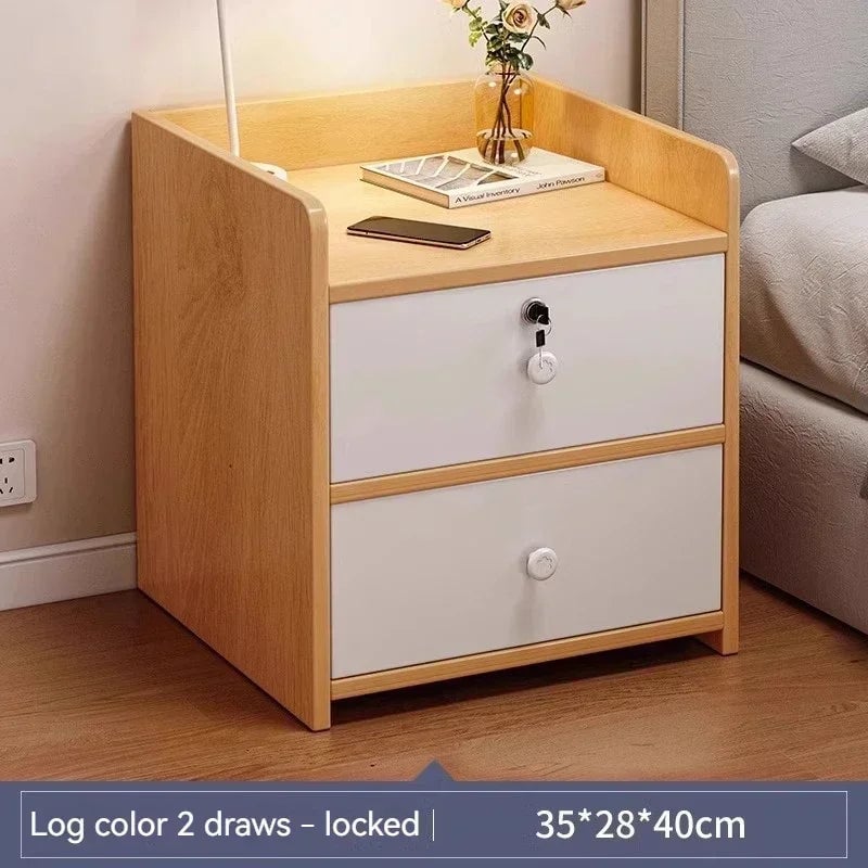 Nordic Modern Nightstand with Drawer - Wood Bedroom Storage Cabinet