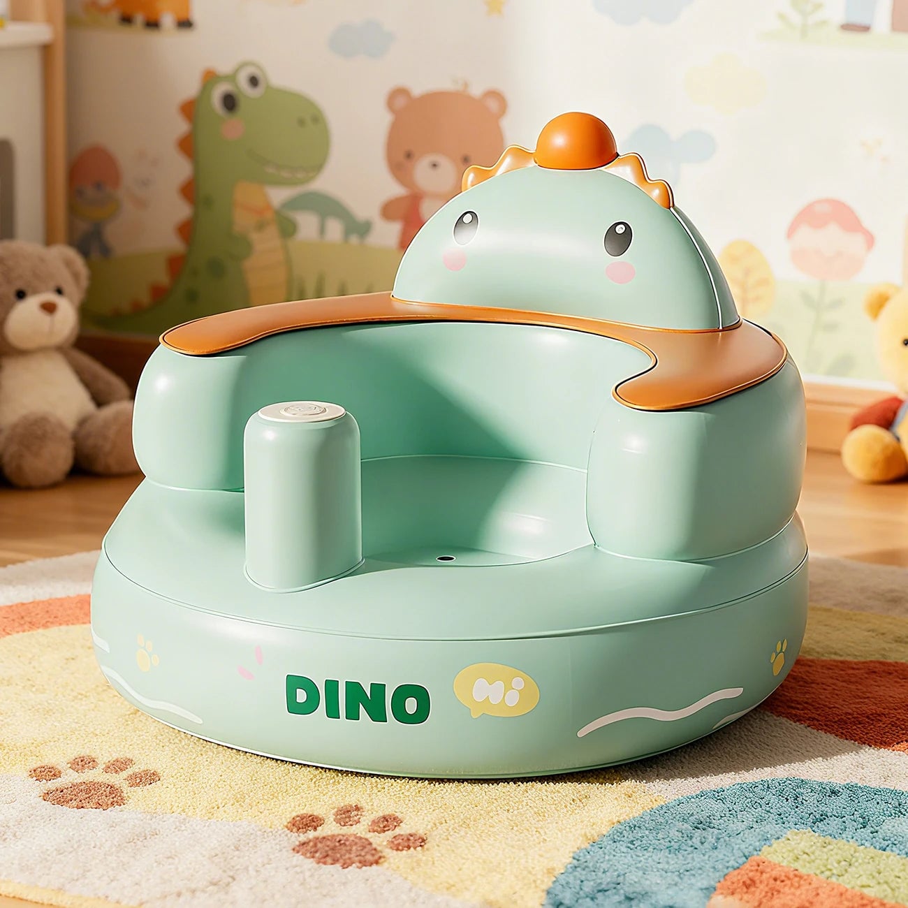 Inflatable Baby Floor Seat Built-in Air Pump 3+ Months Sit Me Up Chair