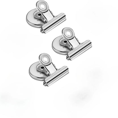 3pcs Magnetic Metal Clips Punch-Free Fridge Hook Storage Rack Set