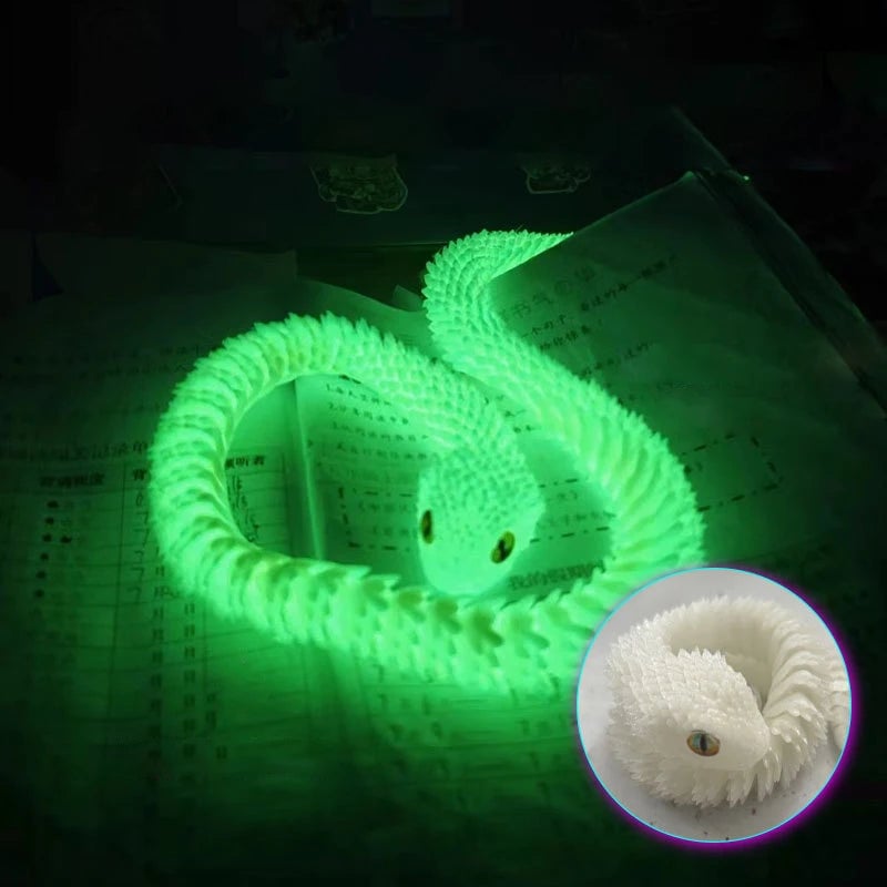 3D Printed Snake Figurine with Movable Joints & Random Colored Eyes