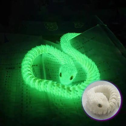 3D Printed Snake Figurine with Movable Joints & Random Colored Eyes