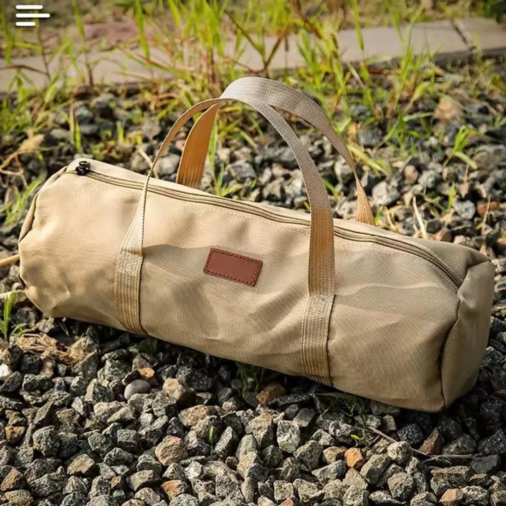 Cylindrical Tent Peg Storage Bag - Portable Ground Nail Organizer