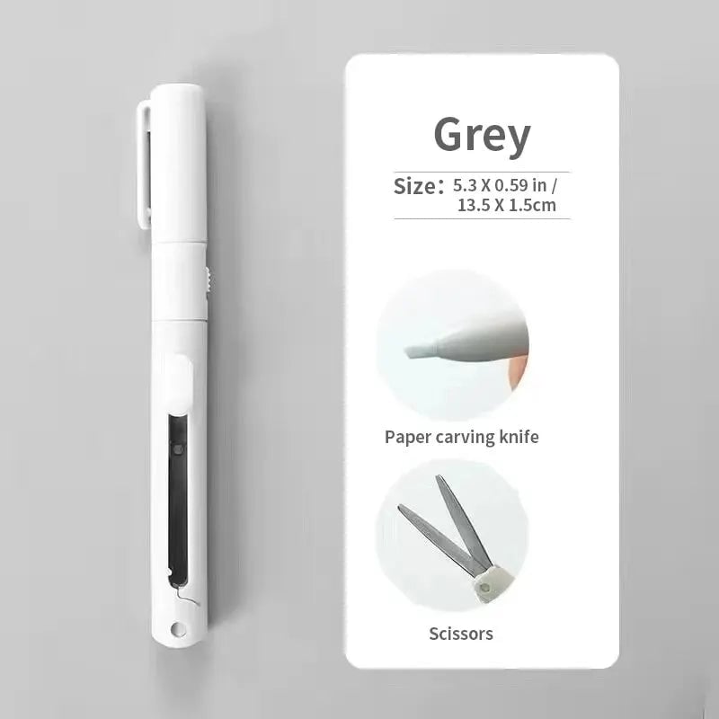 Mini Portable 2-in-1 Scissors Paper Cutter Knife Pen Shape Art Tool