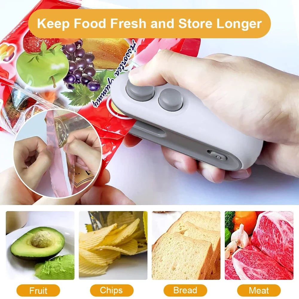 Handheld Mini Heat Sealer Machine - Portable Food Bag Sealer