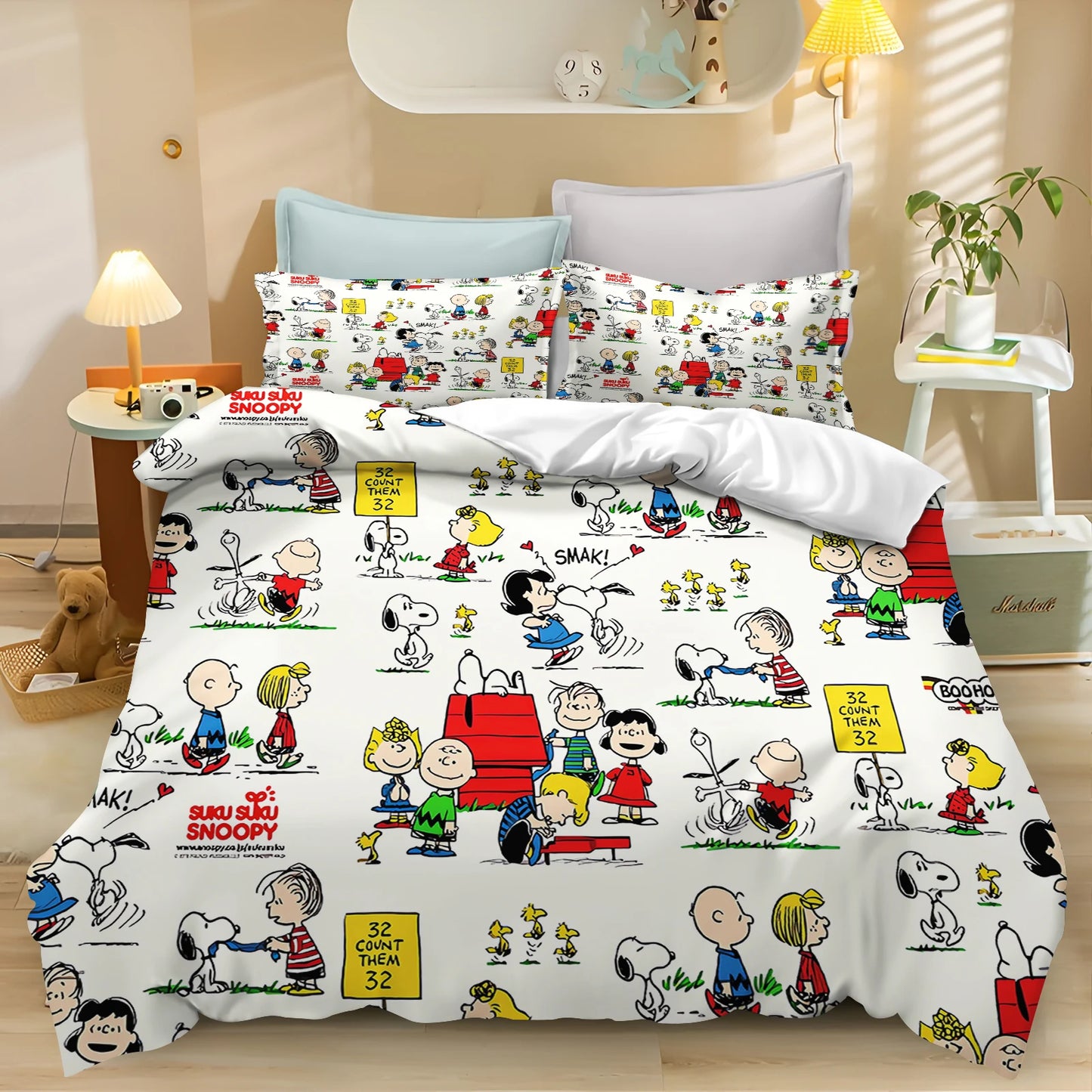 Snoopy Peanuts 3D King Size Duvet Cover Comforter Bedding Set
