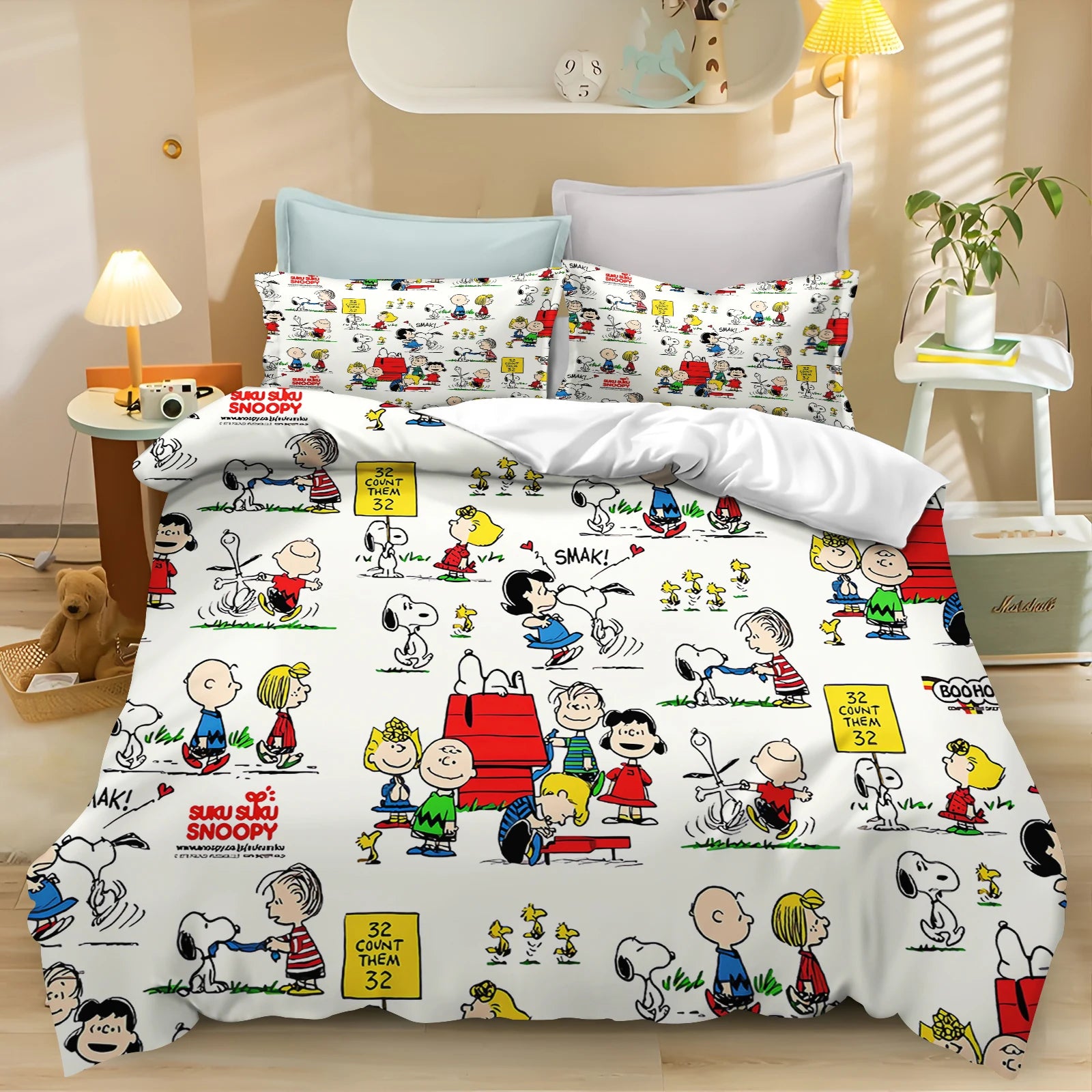 Snoopy Peanuts 3D King Size Duvet Cover Comforter Bedding Set