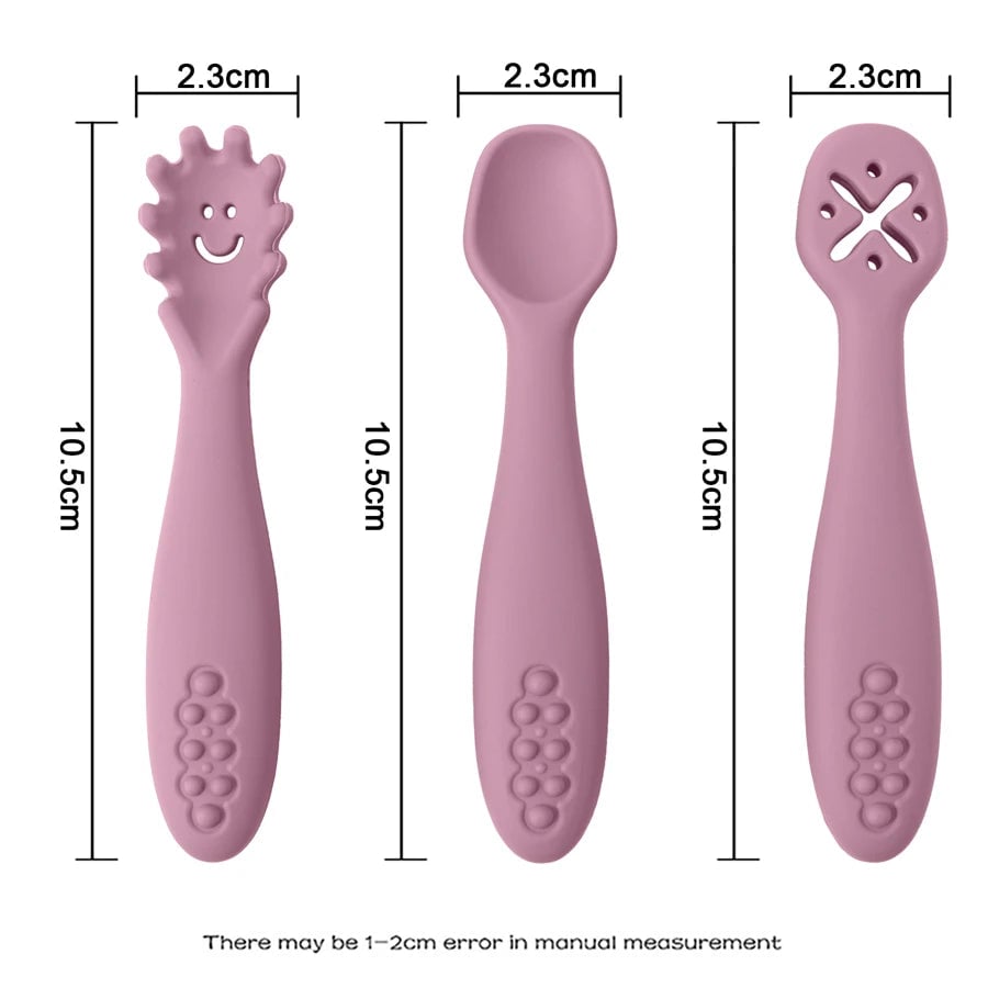 3PCS Baby Learning Spoons Set - Soft Silicone Weaning Cutlery