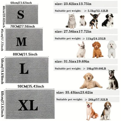 Absorbent Microfiber Dog Door Mat Non-Slip Washable Muddy Paws