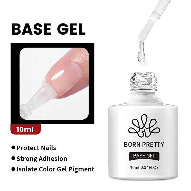 10ml UV LED Base Top Coat Rubber Reinforcement Gel - Soak Off Formula
