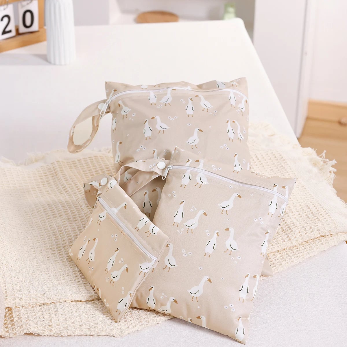 3PCS Recycled Fabric Waterproof Wet Dry Bags Portable Diaper Storage