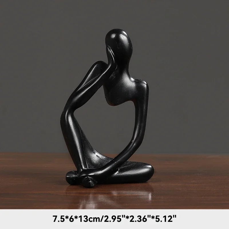 Sand Color Abstract Thinker Statue - Yoga Meditation Figurine Decor
