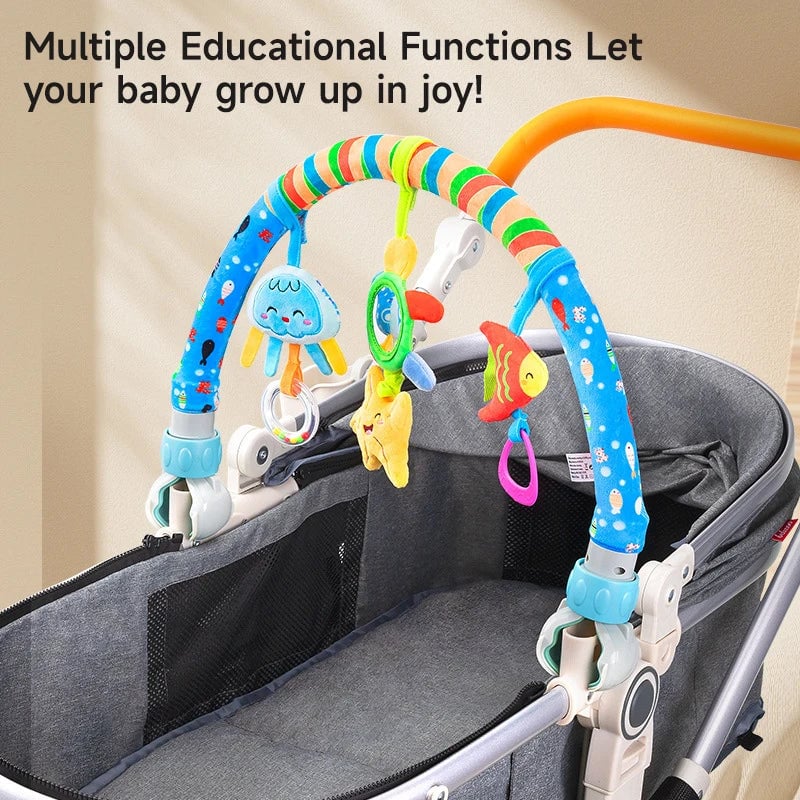 Adjustable Baby Stroller Arch Toy - Clip-On Crib Mobile Hanging Bell