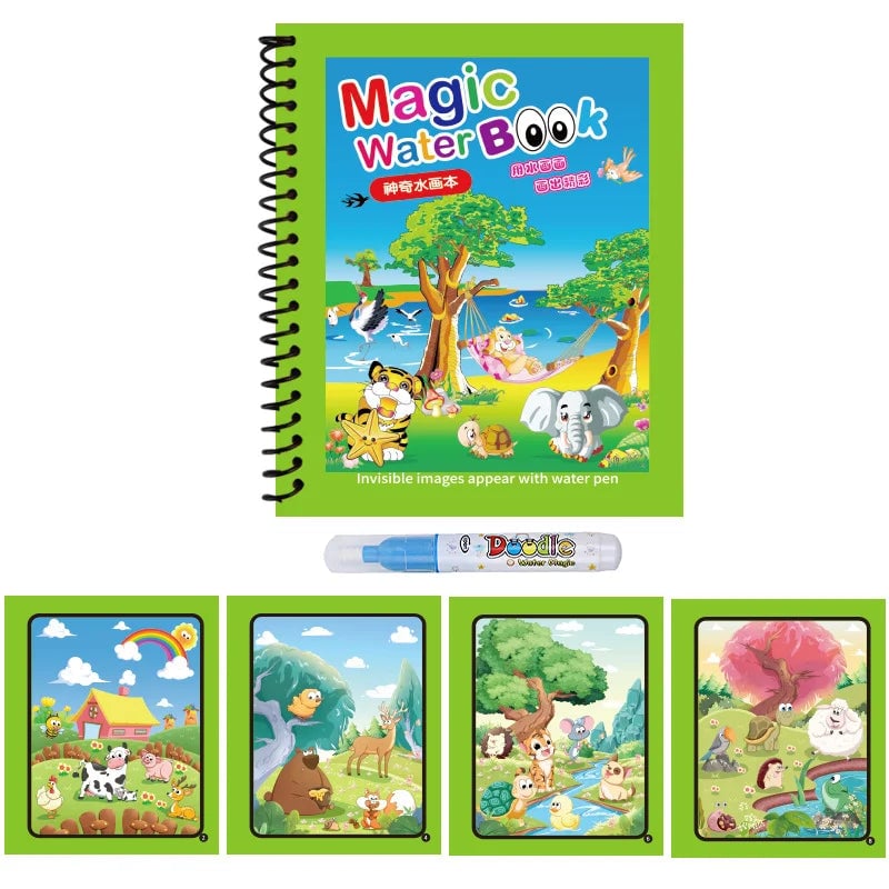 Magic Water Drawing Book Reusable Mess-Free Paint Pad Refillable Pen