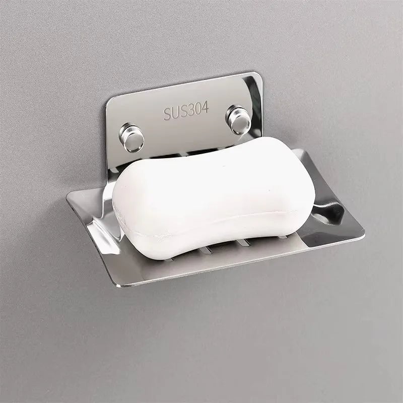 Wall-Mounted Non-Porous Drain Soap Dish Tray Holder Bathroom