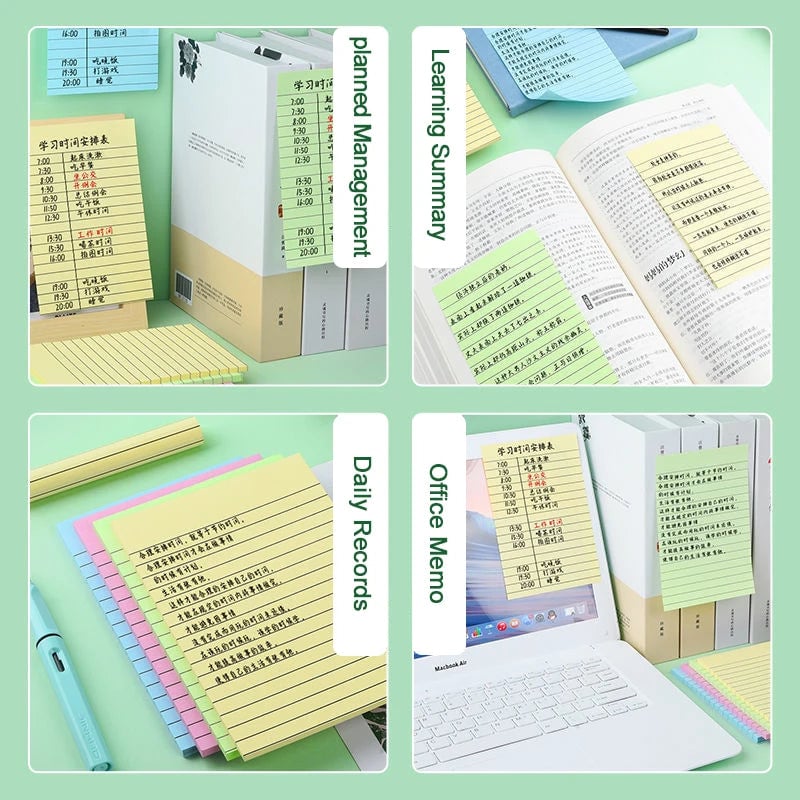 200 Sheet Lined Sticky Notes 4-Color Pack Self-Adhesive Markers