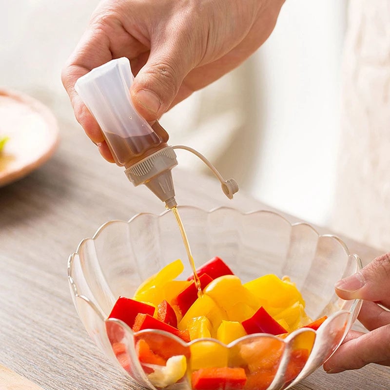 3Pcs Mini Squeeze Bottles Portable Salad Dressing Containers BBQ