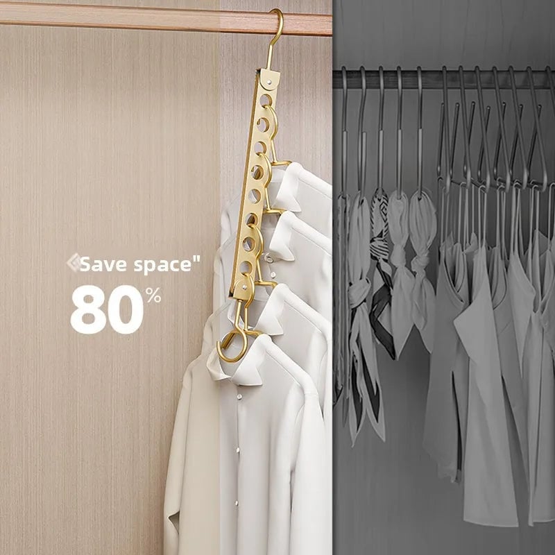 Foldable Rotatable Metal Hanger Storage Rack 6/8 Holes Organizer