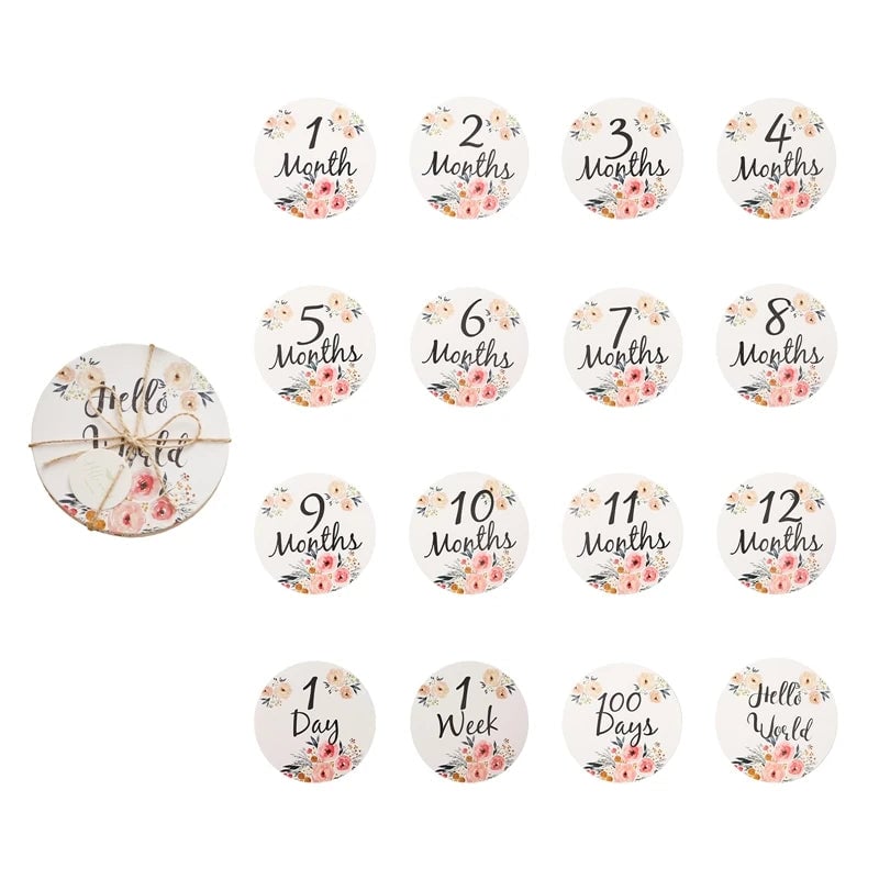 Wooden Baby Milestone Number Cards Monthly Newborn Photography Props