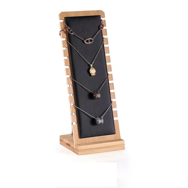 Solid Bamboo Wood Jewelry Display Stand for Necklaces & Pendants
