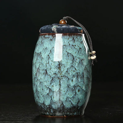 Mini Ceramic Food Storage Jar with Sealed Lid - Tea Caddy Container