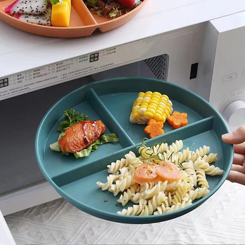 3-Compartment Portion Control Dinner Plate - Microwave Safe PP