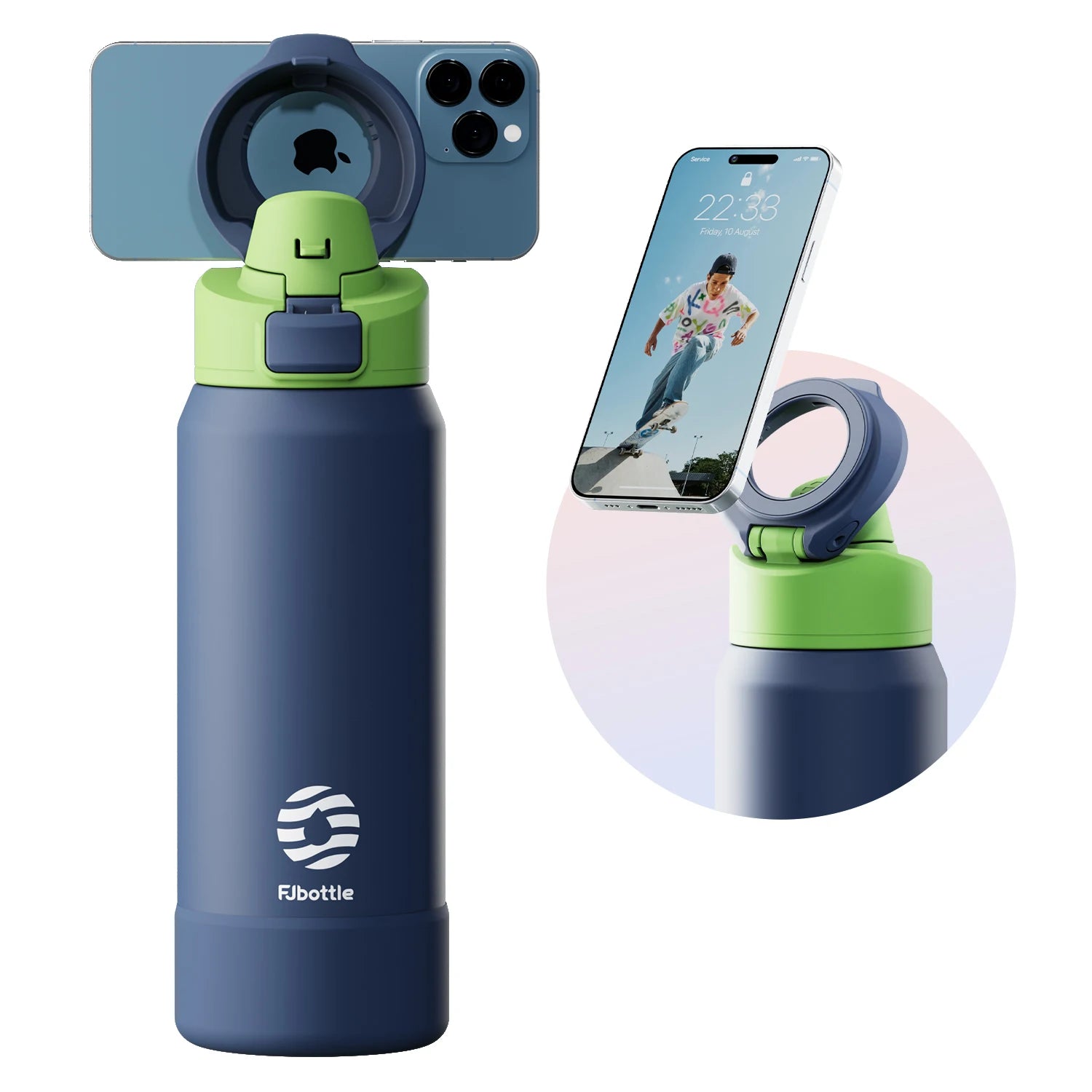 Magnetic Phone Holder Thermos Bottle - Stainless Steel Insulated