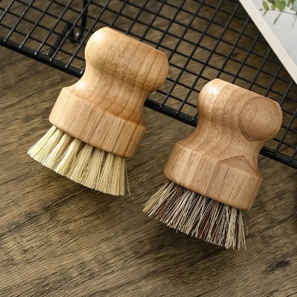 2pc Wooden Kitchen Dish Brush Set - Natural Sisal & Coconut Fiber