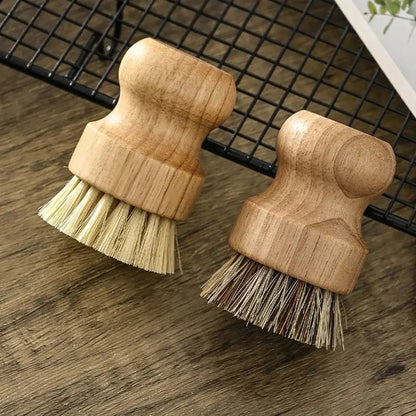 2pc Wooden Kitchen Dish Brush Set - Natural Sisal & Coconut Fiber