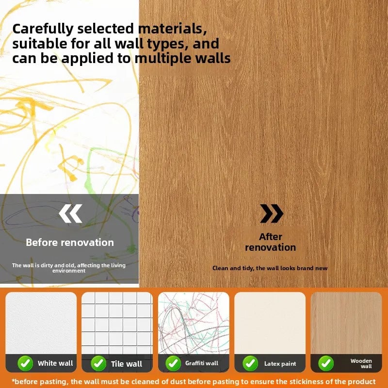 Waterproof Self-Adhesive Wood Grain Peel & Stick Wallpaper Veneer