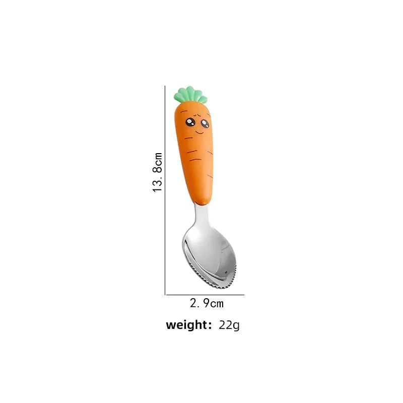 Stainless Steel Cartoon Spoon Fork Set Kids Baby Feeding Utensils