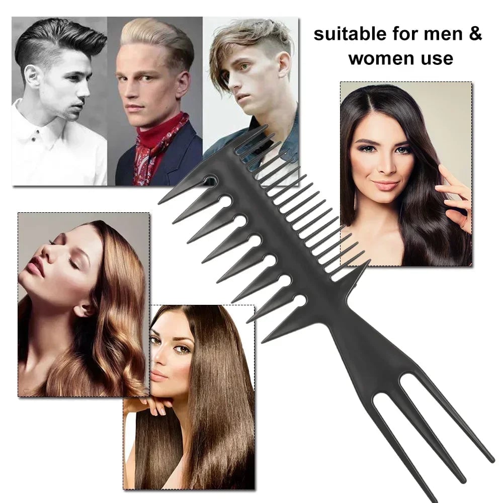 Wide Tooth Anti-Static Exfoliating Hair Styling Comb 3-in-1