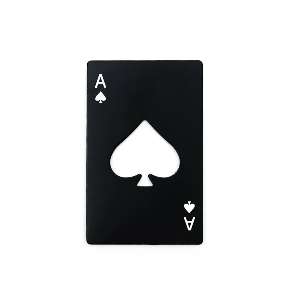 Stainless Steel Credit Card Bottle Opener - Spades Design