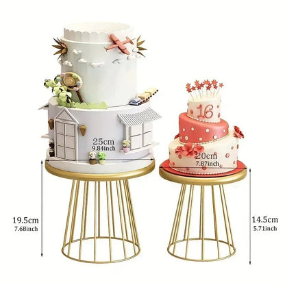 Gold Metal Cake Stand Set 20+25cm - Wedding Dessert Display Plates
