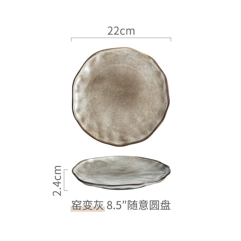 Vintage Ceramic Dinner Plates Set - Round Disk Design Restaurant Style